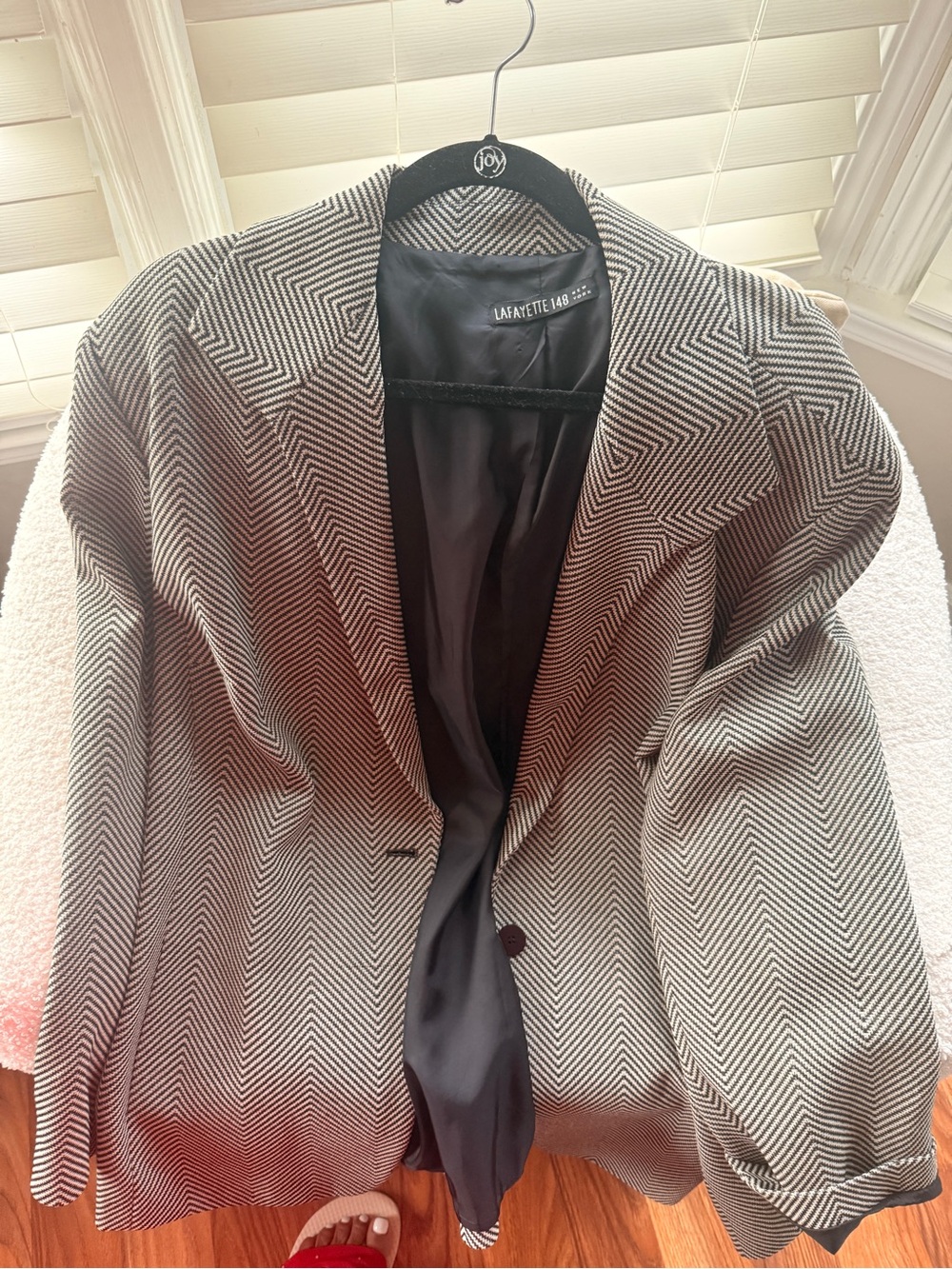 Lafayette 148 New York Black and White Herringbone Blazer